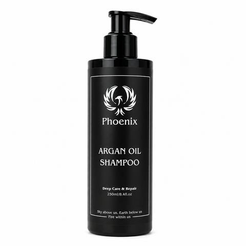 Phoenix Hair Products Argan Oil Shampoo 250 ml met arganolie voor milde reiniging, hydratatie en verzorging van droog, beschadigd en futloos haar. Geschikt voor dagelijks gebruik.
